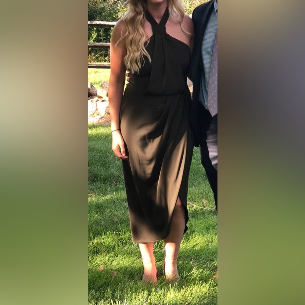 Shona Joy Olive Green Midi Cocktail Dress